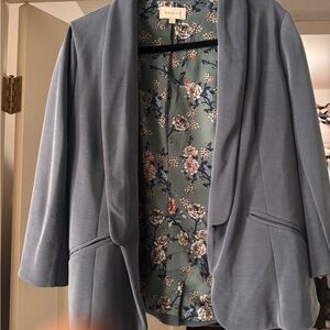 Skies Are Blue Slate Blazer with Floral Lining